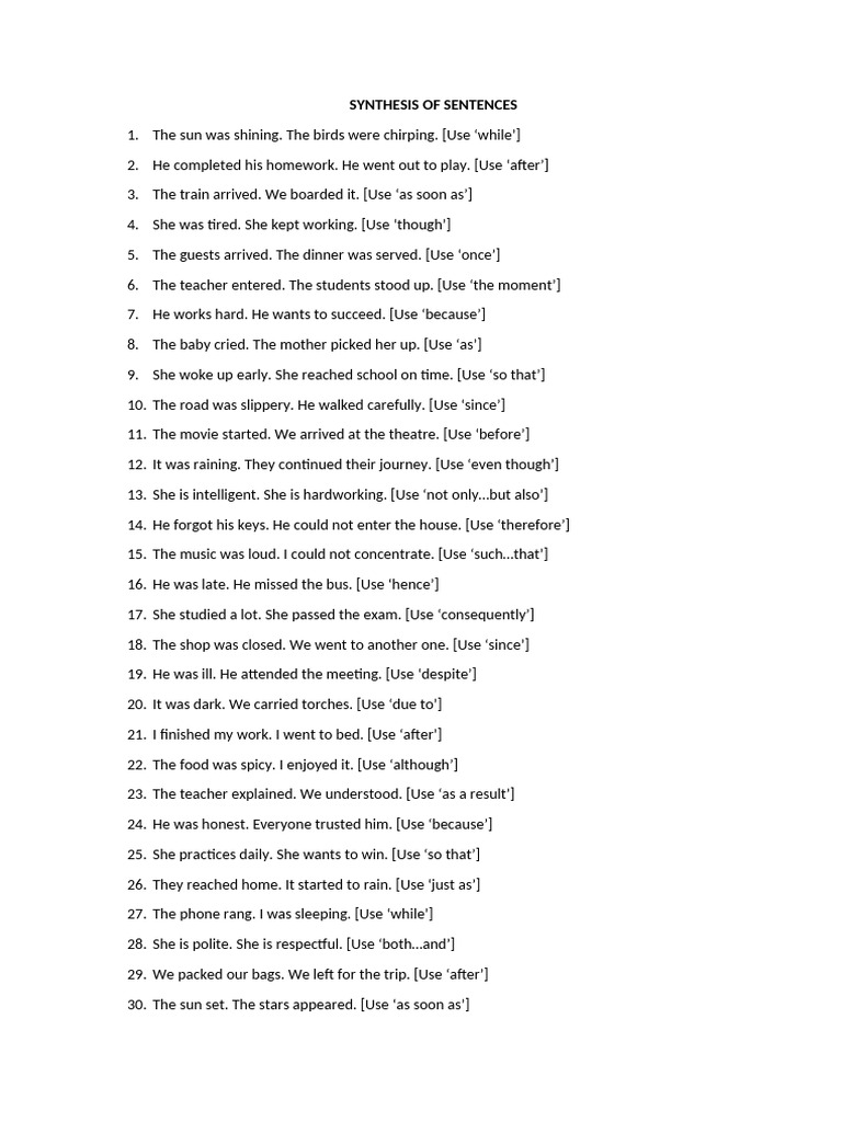 Sentence Synthesis Examples and Techniques | PDF