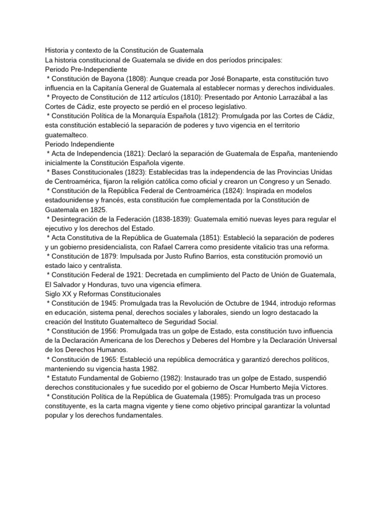 Historia de la Constitución de Guatemala | PDF | Guatemala | Constitución