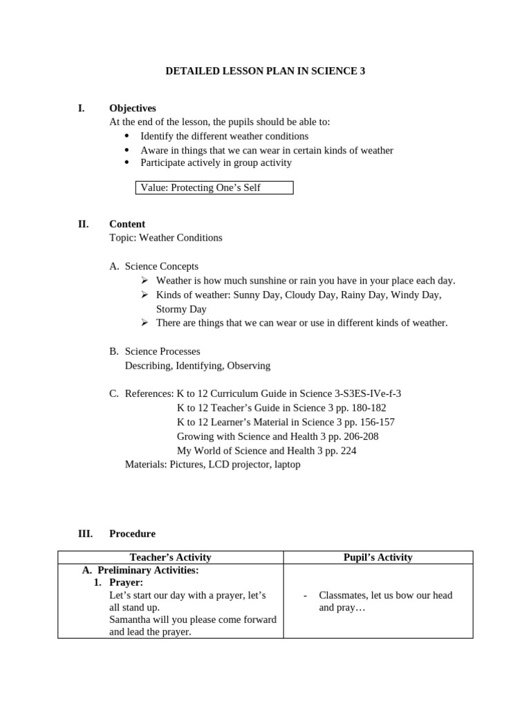 Weather Conditions Lesson Plan for Grade 3 | PDF | Cloud | Sky