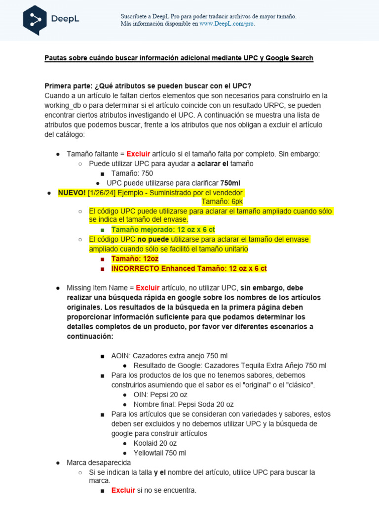 Uso de UPC para Atributos de Productos | PDF