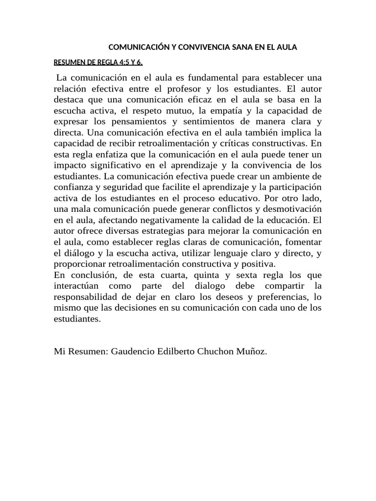 Comunicación y Convivencia Sana en El Aula | PDF