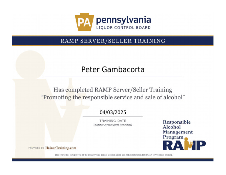 RAMP Training Certificate | PDF