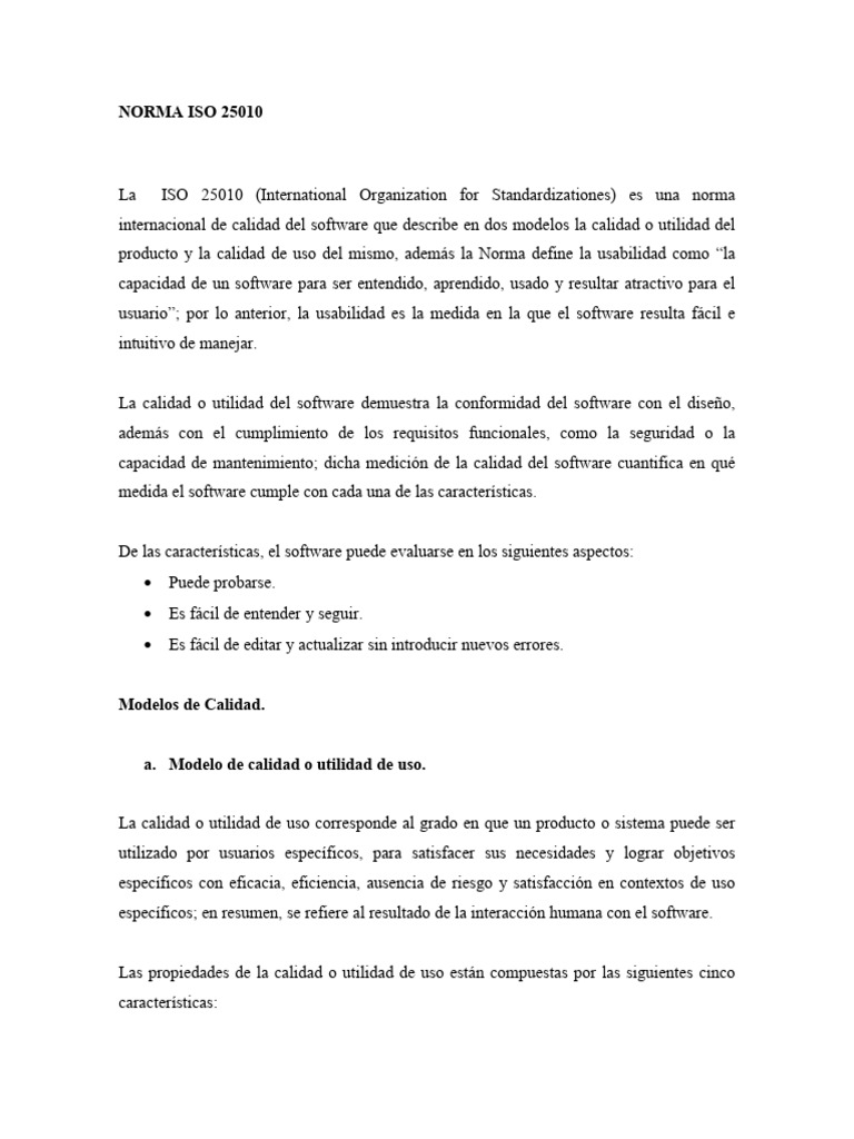Calidad del Software según ISO 25010 | PDF | Calidad (comercial) | Software