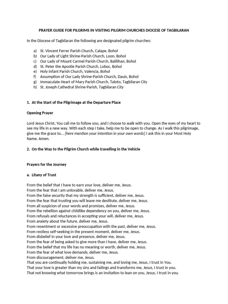 Pilgrimage Prayer Guide for Tagbilaran | PDF | Lord's Prayer | Jesus