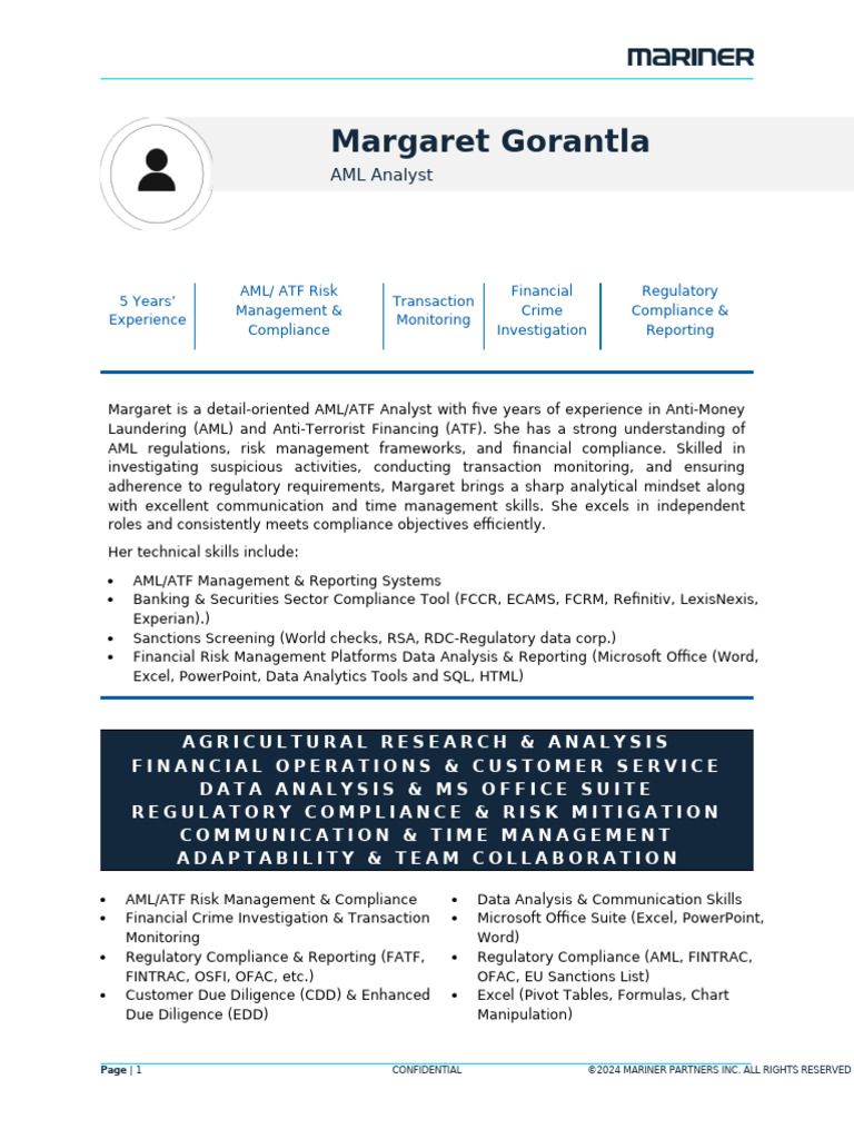 AML/ATF Analyst with 5 Years Experience | PDF | Regulatory Compliance ...