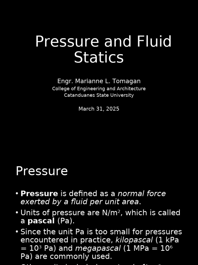 Fluid Statics and Pressure Concepts | PDF | Buoyancy | Pressure
