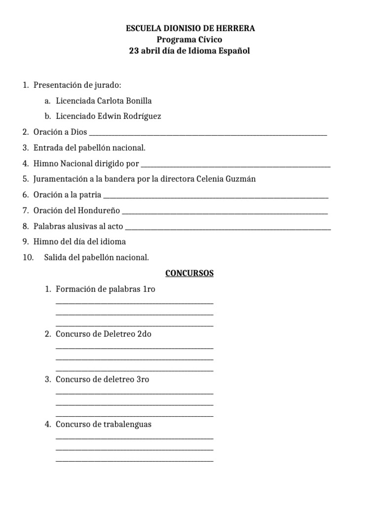 Programa 23 de Abril Dionisio | PDF