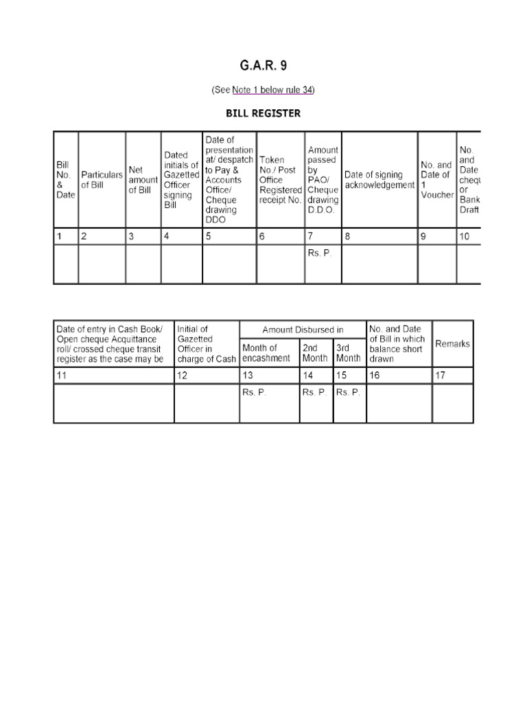 Bill Register | PDF