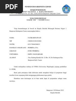 Surat Rekomendasi Kuliah