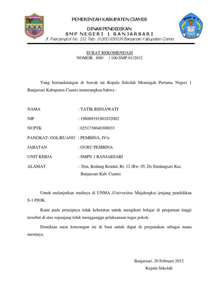 Download 84+ Contoh Surat Surat Rekomendasi Terbaru Gratis