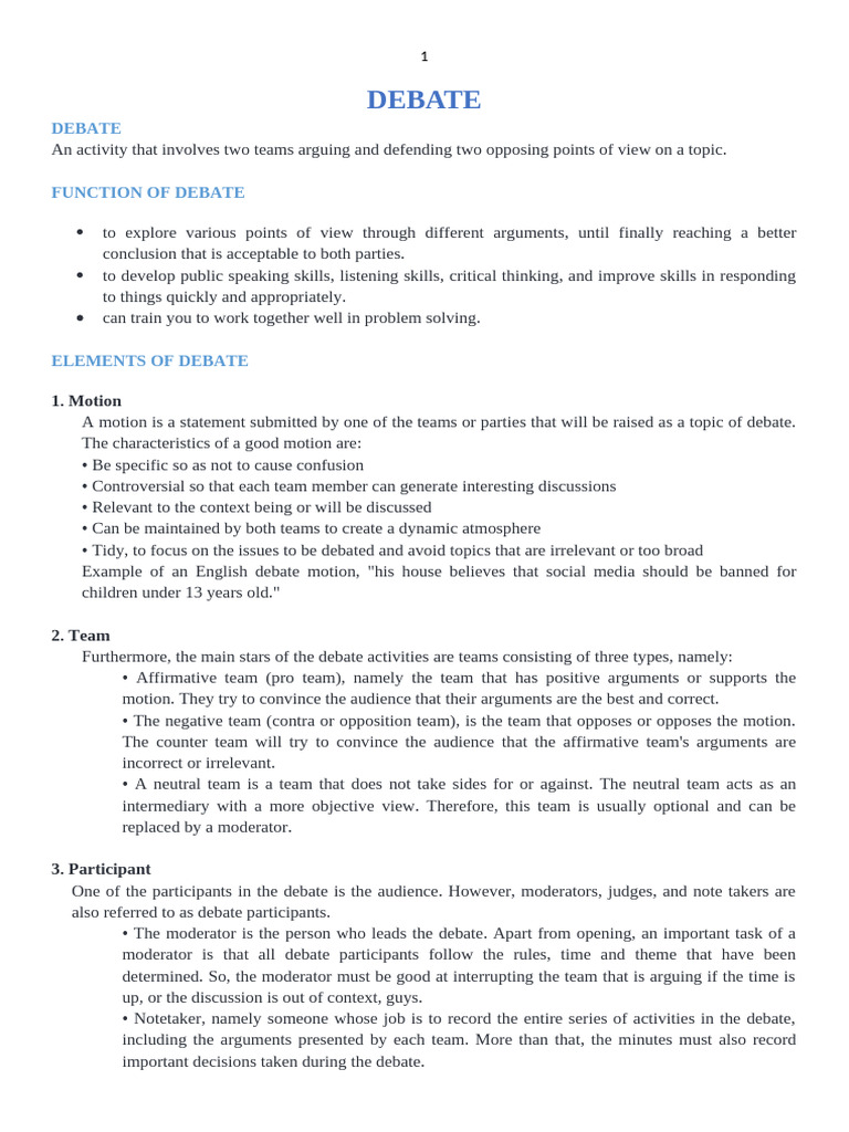 Debate And Its Structure Pdf Argument