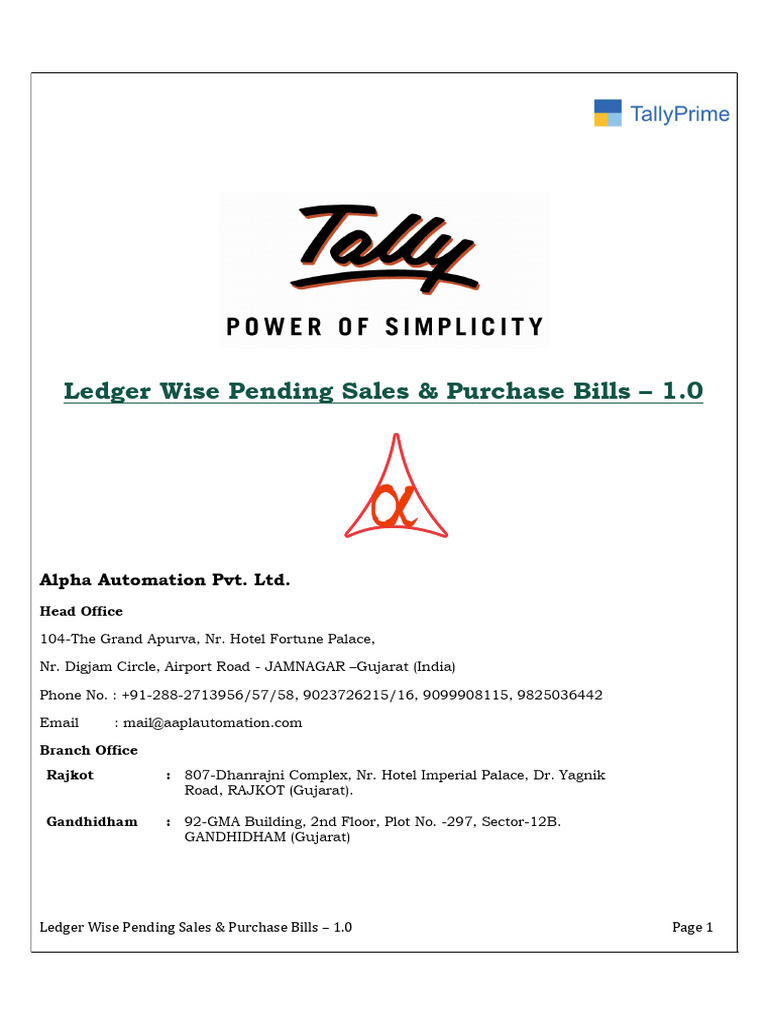 Pending Sales & Purchase Bills in Tally | PDF | Computing | Software