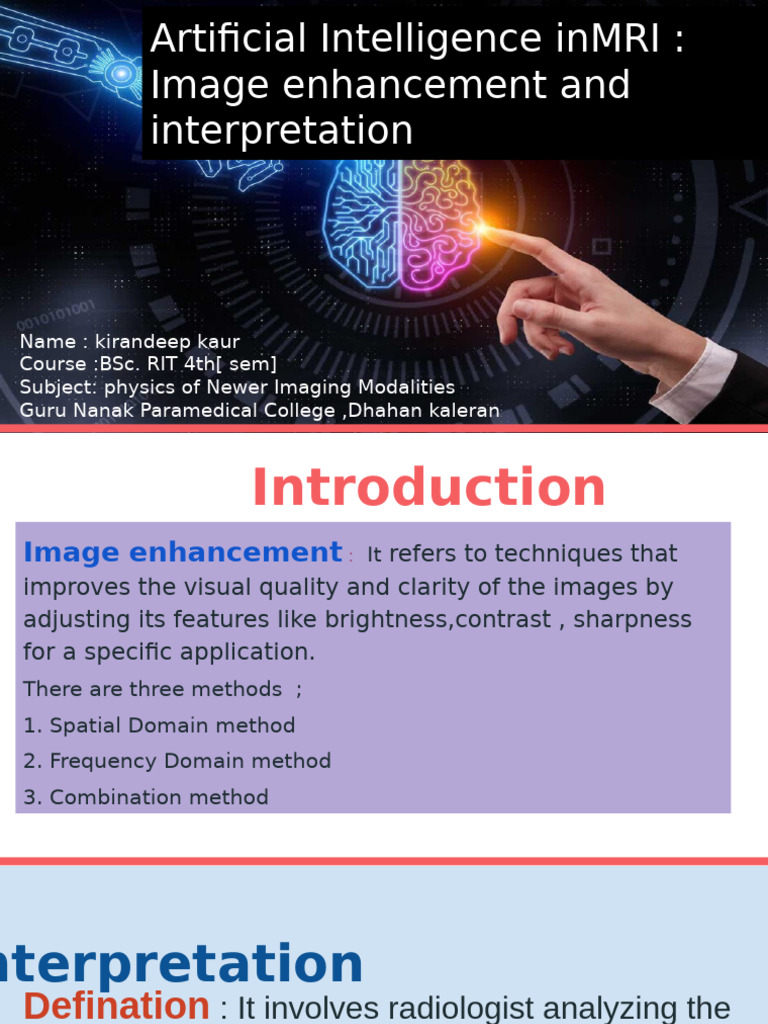 AI in MRI: Image Enhancement & Interpretation | PDF | Magnetic ...