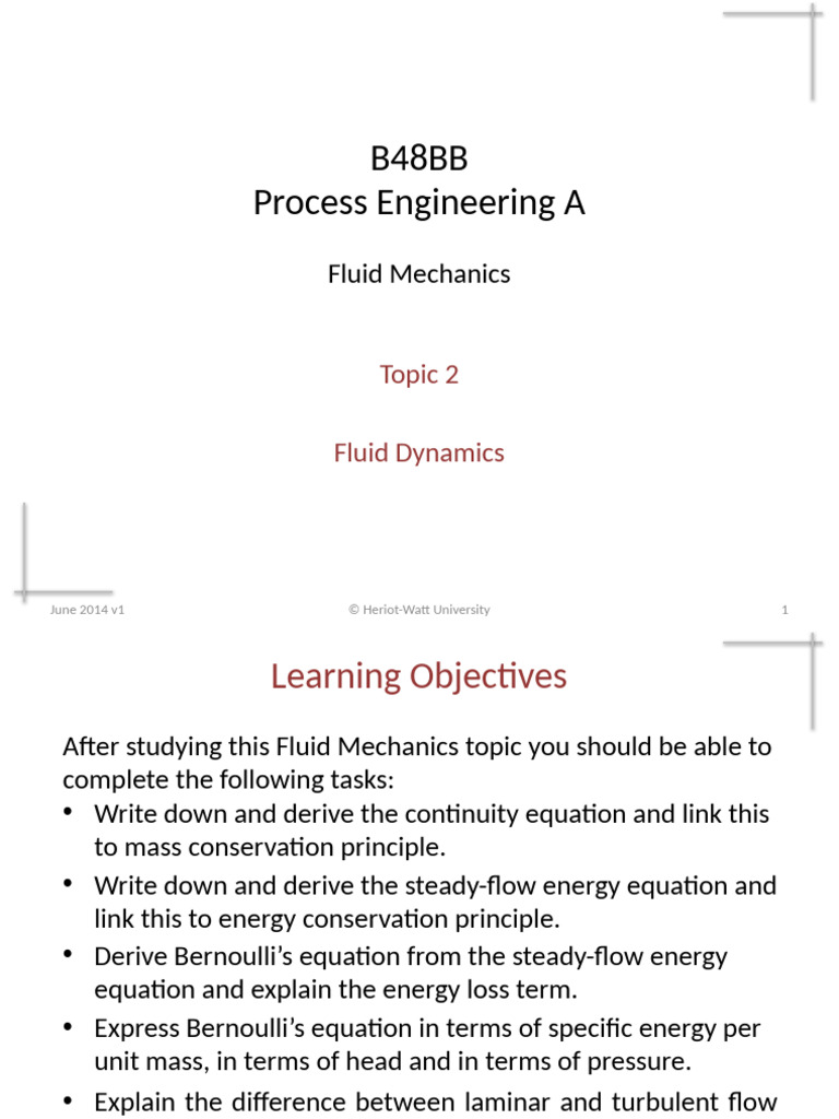 Fluid Dynamics and Mechanics Overview | PDF | Laminar Flow | Fluid Dynamics