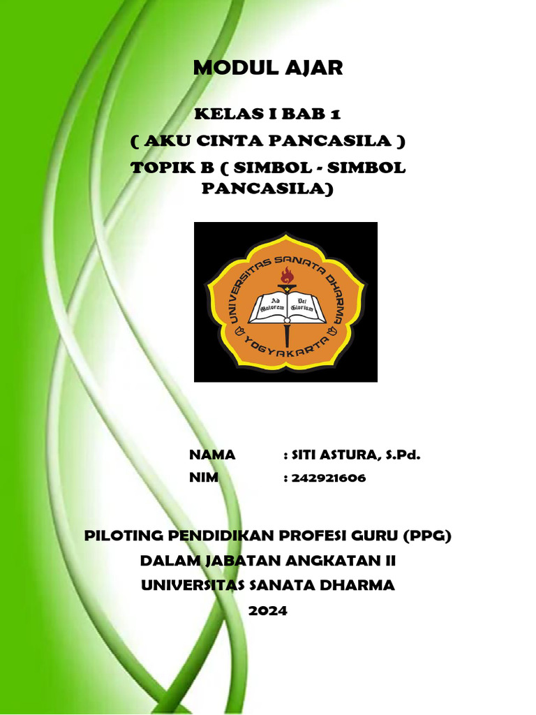 Modul Ajar Simbol Pancasila Kelas 1 | PDF