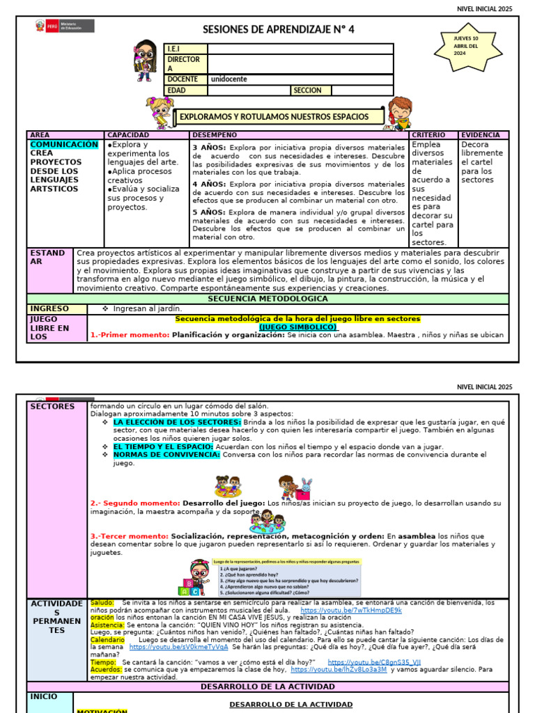 Uni Jueves 10 Abril | PDF | Educación de la primera infancia | Aprendizaje
