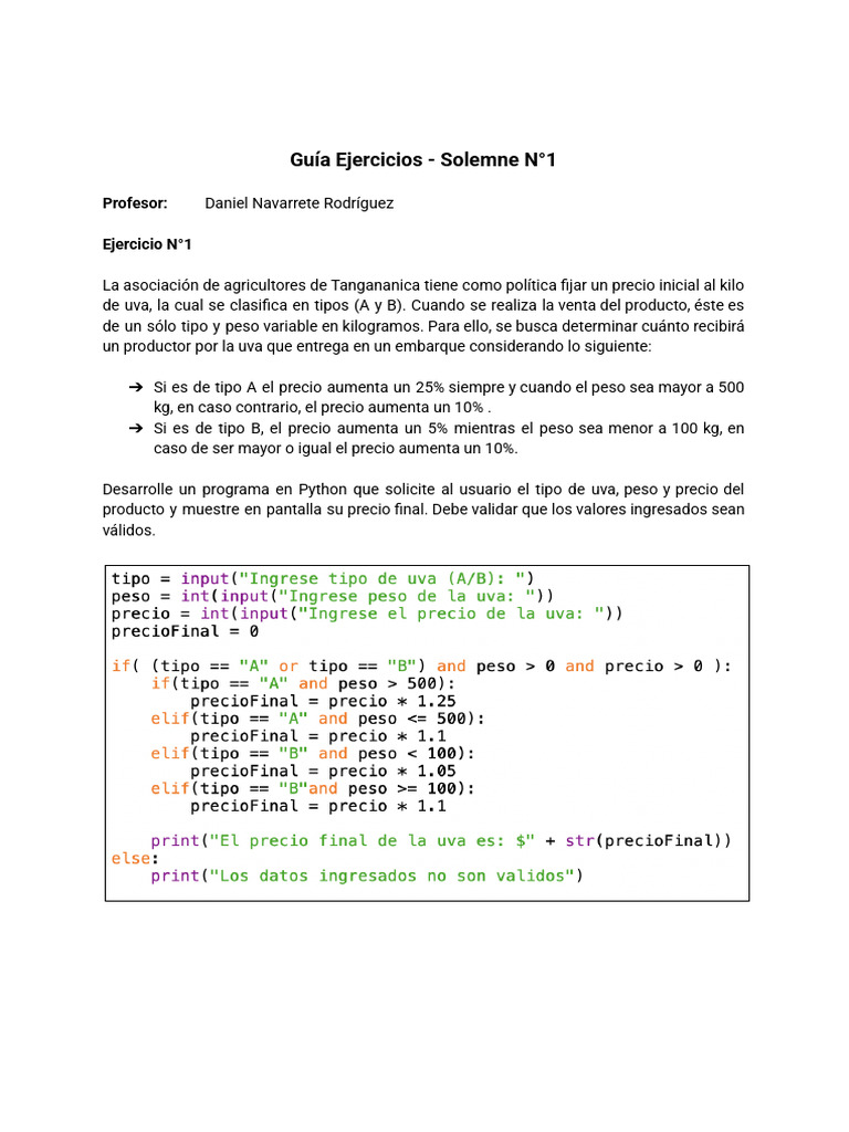 Ejercicios de Programación en Python | PDF