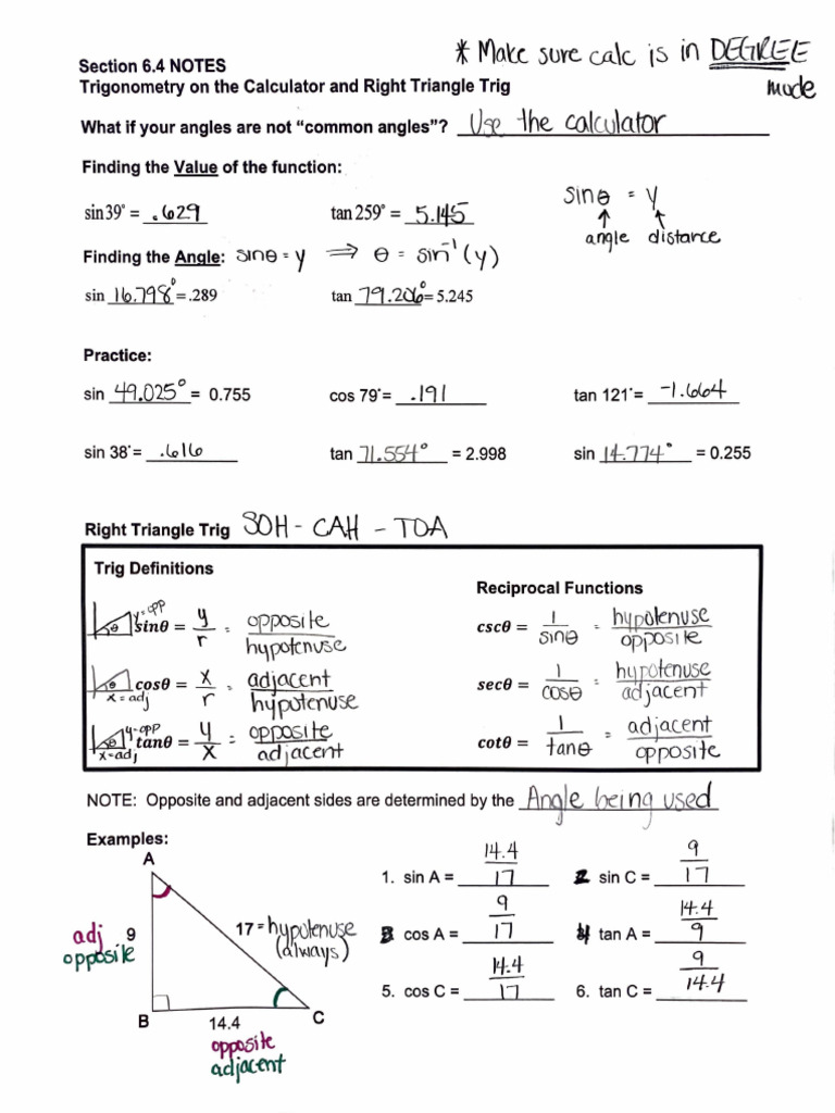 Precal+6 4+Notes+COMPLETED+ (C) | PDF | Trigonometry | Trigonometric ...