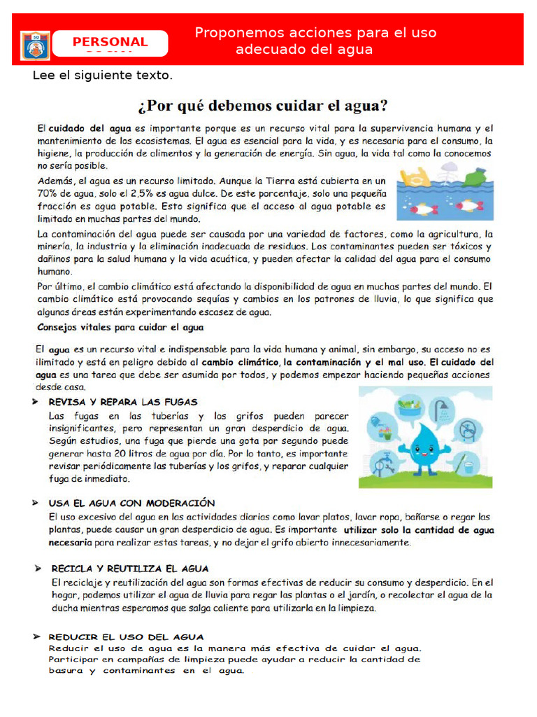 Acciones para el Uso Adecuado del Agua | PDF
