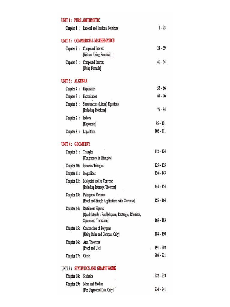 Maths RK Bansal Contents | PDF
