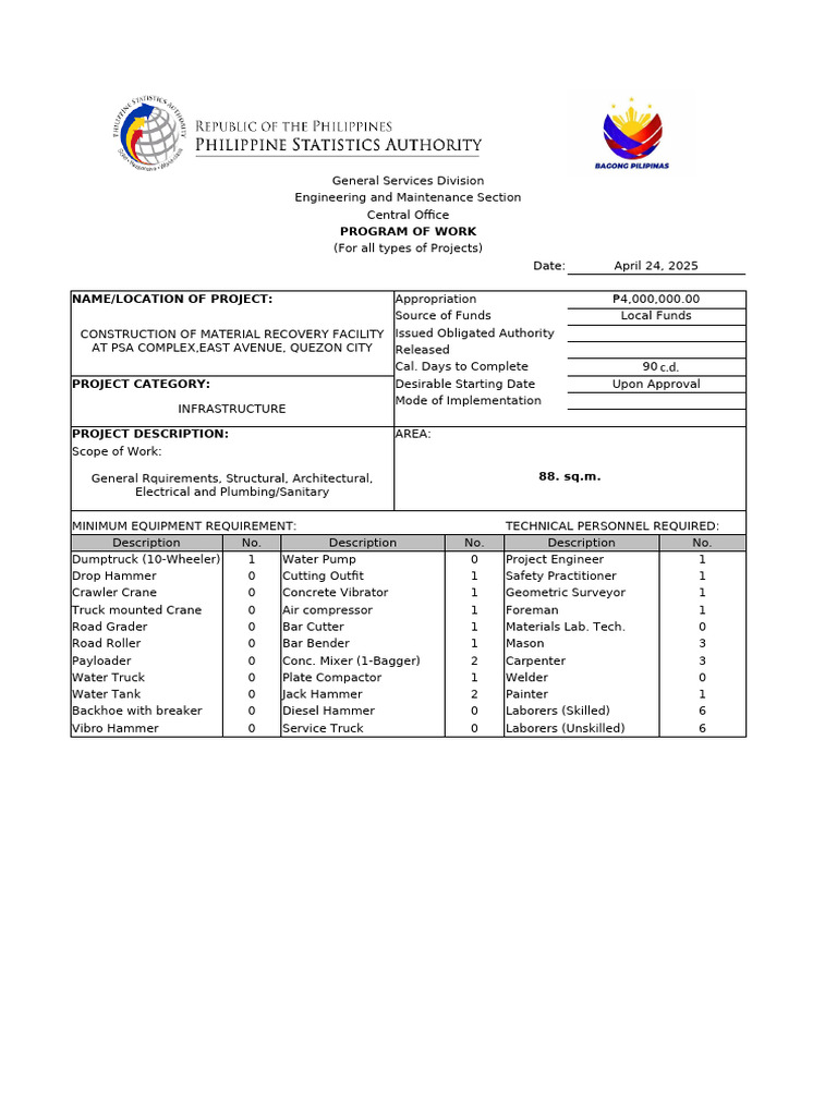 Construction of Material Recovery Facility | PDF | Cost | Concrete