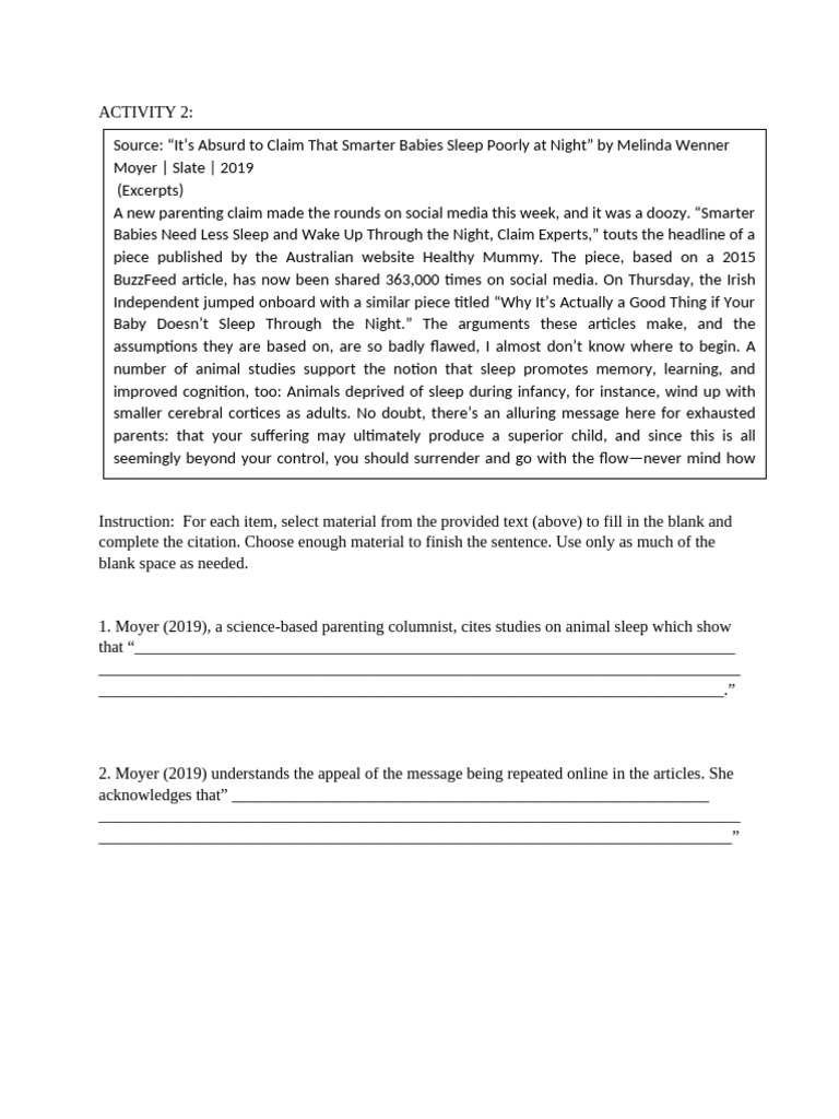 ACTIVITY 2 Modular | PDF | Sleep | Behavioural Sciences