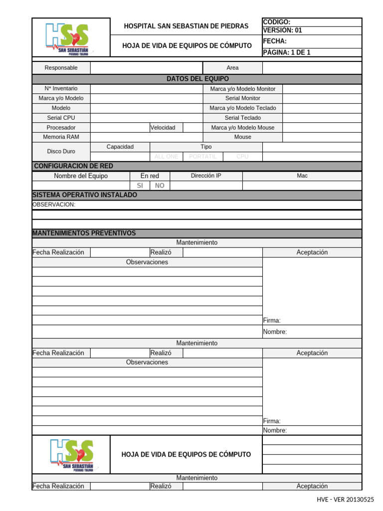 Hoja de Vida Equipos de Computo. | PDF | Hardware de la computadora ...