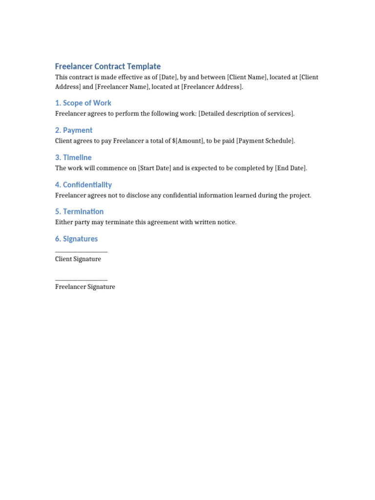 Freelancer Contract Template Pdf