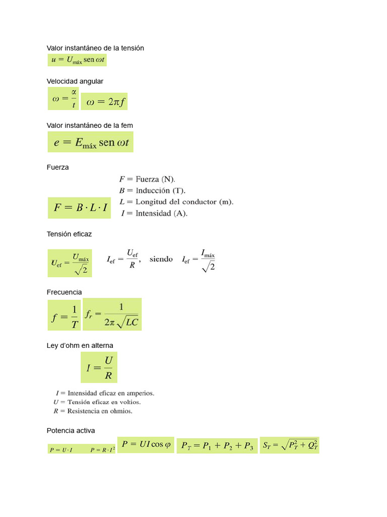 Formulas C.A | PDF