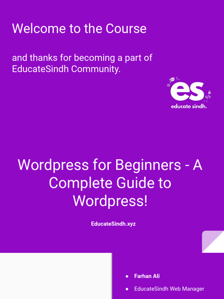 WordPress Course Intro | PDF