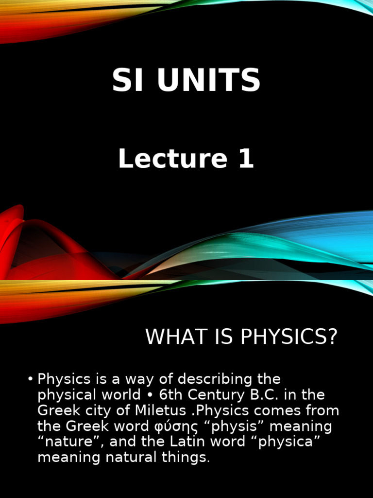 BMT351 Lecture 1 SI Units | PDF | International System Of Units ...