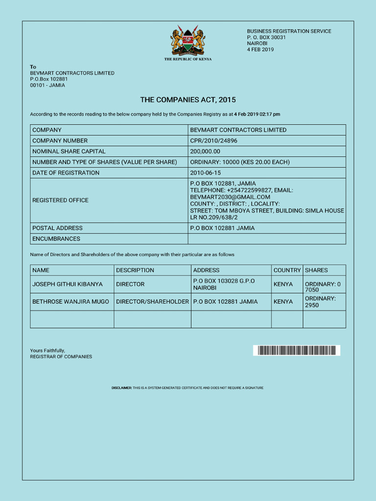 Bevmart-CR12 - Company Ownership | PDF