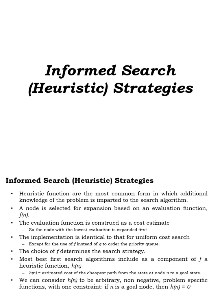 M03_01 Informed Search (Heuristic) Strategies | PDF | Computer ...