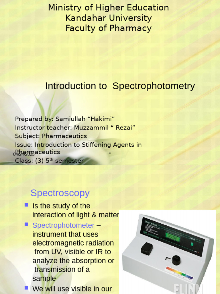 Sepctroscopy Samiullah Hakimi | PDF | Spectrophotometry | Absorption ...