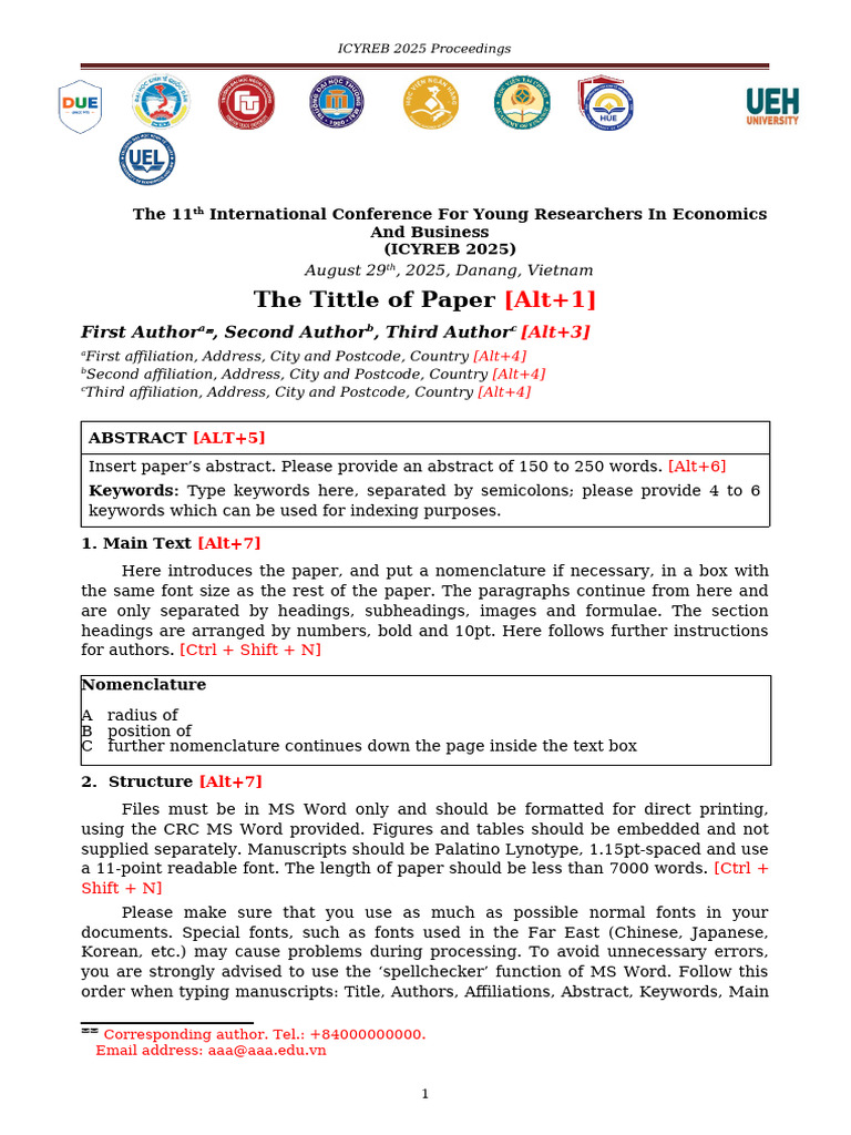 ICYREB 2025 Conference Proceedings Guide | PDF | Microsoft Word | Paragraph
