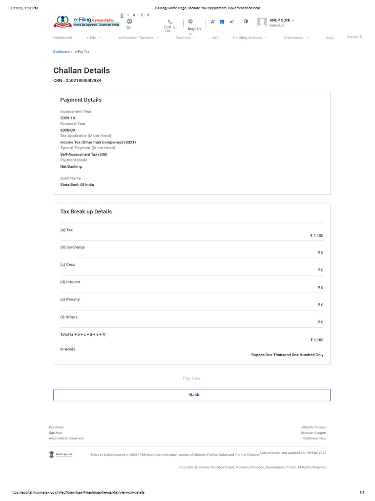 E-Filing Home Page, Income Tax Department, Government of India 2009-10 ...