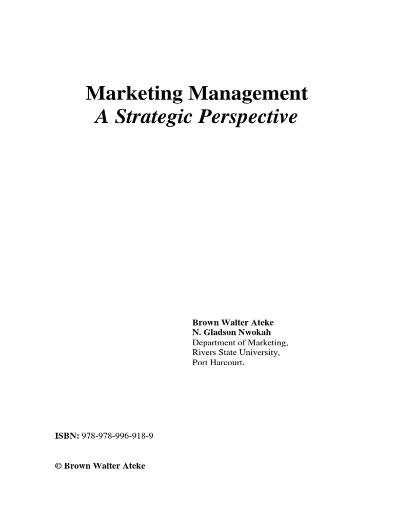 Marketing Management A Strategic Perspec | PDF | Marketing | Marketing ...
