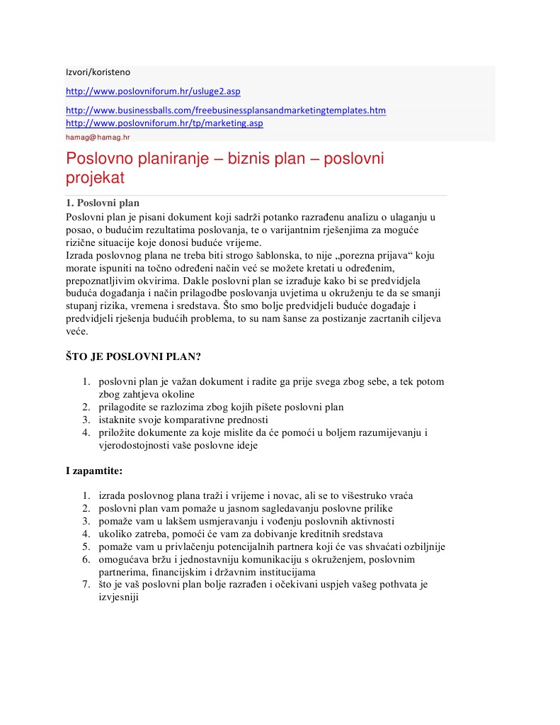 Poslovno Planiranje - Biznis Plan - Poslovni Projekat PDF | PDF