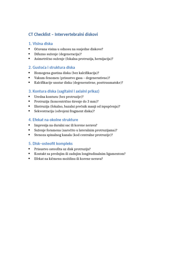 CT Checklista IV Diskovi | PDF