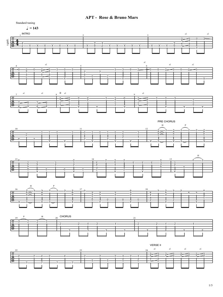 TABS - ROSE & Bruno Mars - APT | PDF | American Songs | American Pop Songs