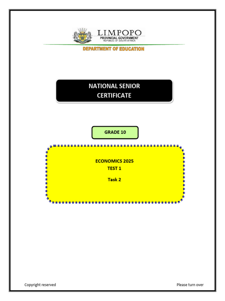 Grade 10 Economics Term 1 Paper 2025 | PDF | Gross Domestic Product ...