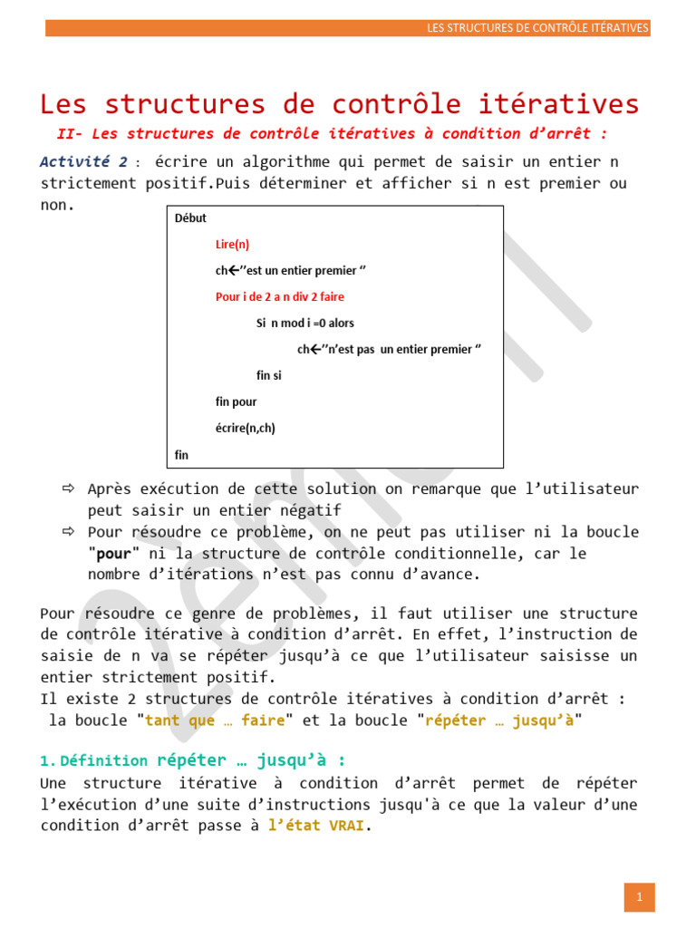 Structures de contrôle itératives en Python | PDF | Structure de ...
