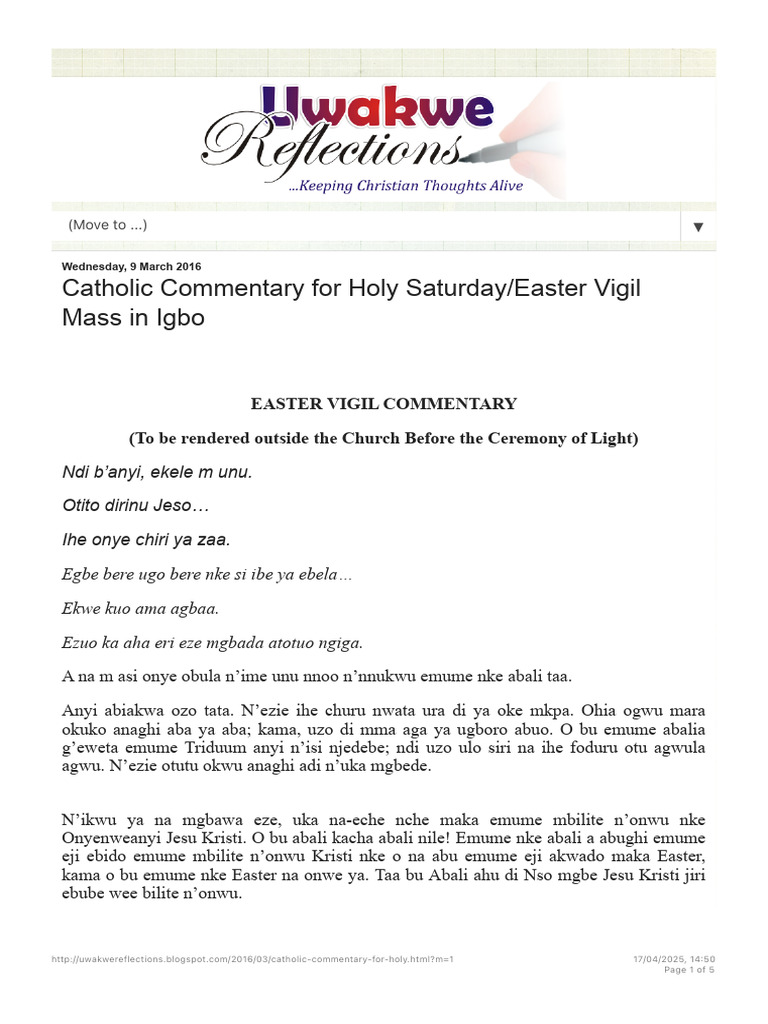 Uwakwe Reflections - Sunday Homilies, Reflections and Lots More ...