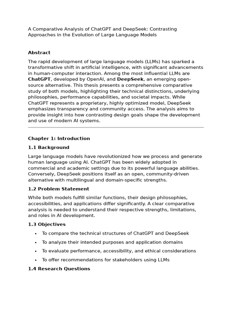 A Comparative Analysis of ChatGPT and DeepSeek | PDF | Artificial ...