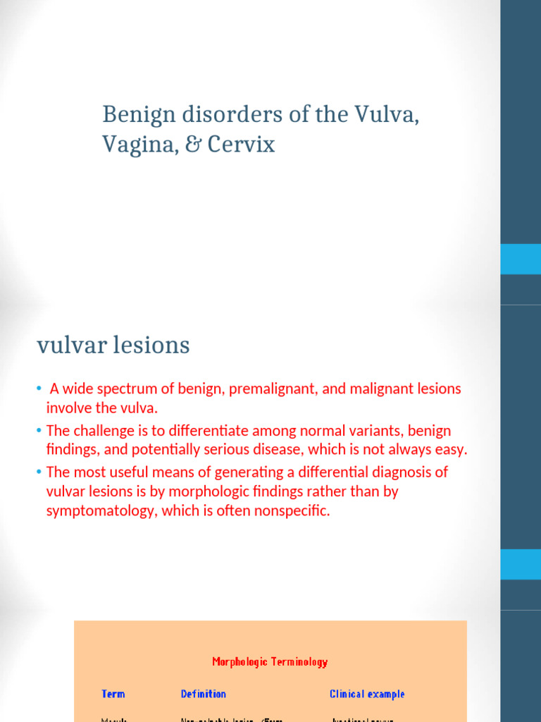 Benign Vulvar, Vaginal, & Cervical Disorders | PDF | Vagina | Diseases ...