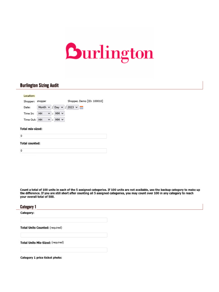 Burlington Sizing v1 | PDF
