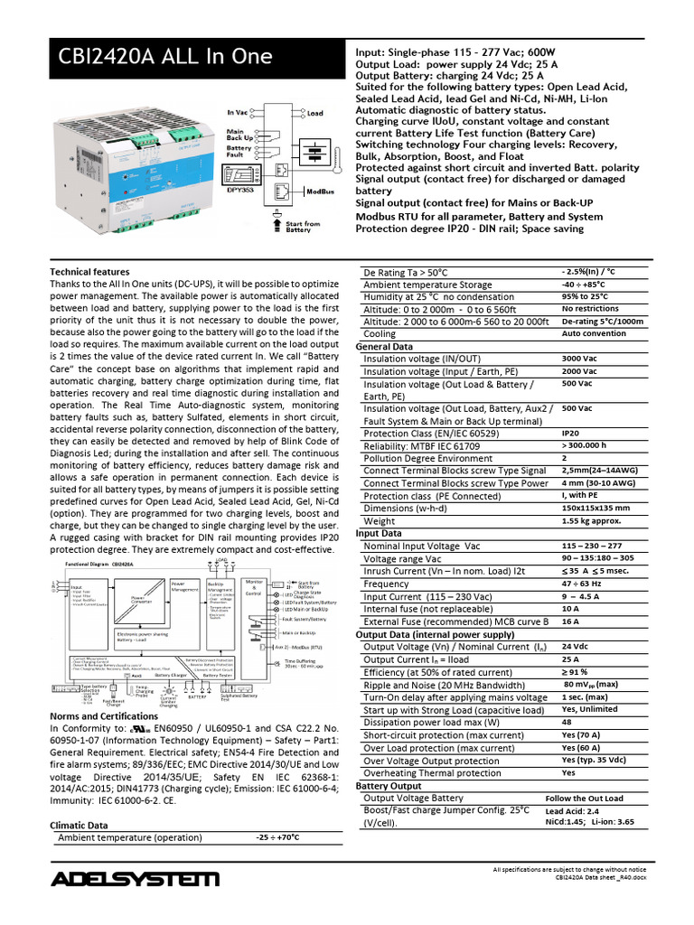 CBI2420A Data Sheet - R40-D | PDF | Power Supply | Alternating Current