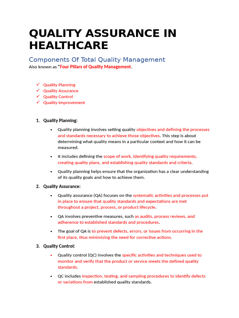 Quality Assurance in Healthcare Explained | PDF | Quality Assurance ...