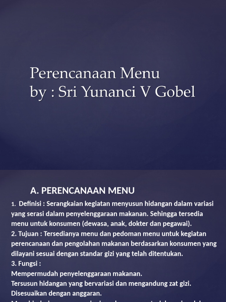 Perencanaan Menu | PDF