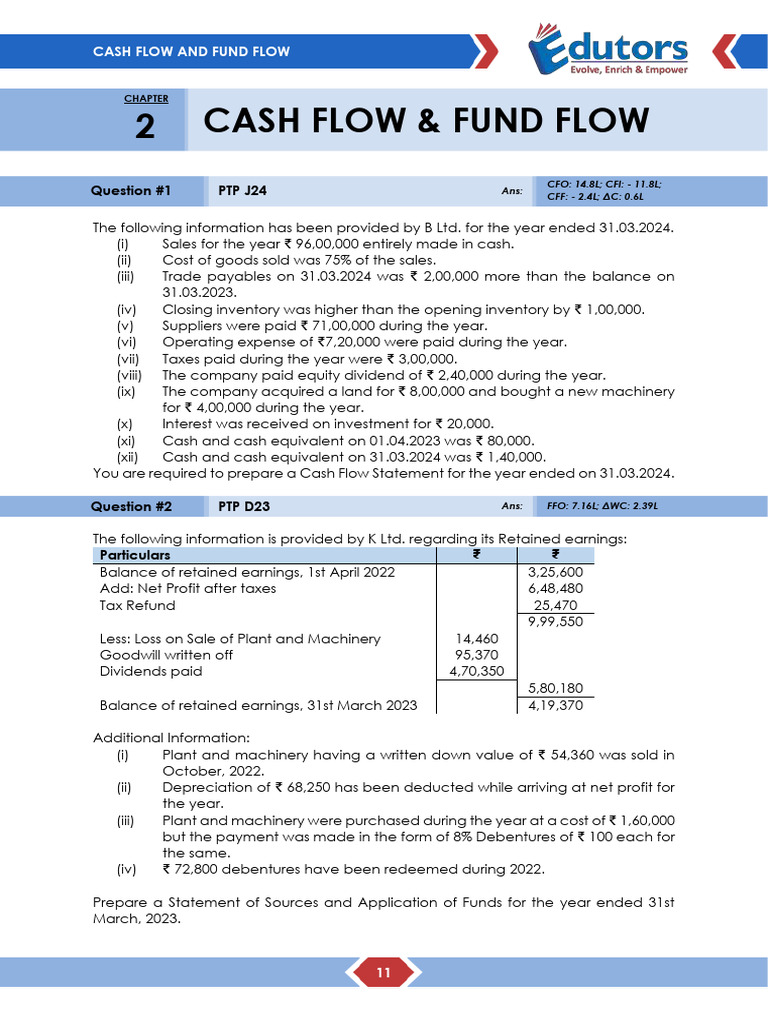 Fund Flow and Cash Flow Statement Guide | PDF | Dividend | Income Statement